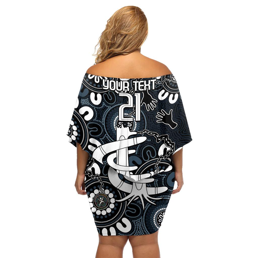 Custom Carlton Blues NAIDOC Week 2024 Family Matching Off Shoulder Short Dress and Hawaiian Shirt Fire Burning Aboriginal Dots Art