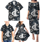 Custom Carlton Blues NAIDOC Week 2024 Family Matching Puletasi and Hawaiian Shirt Fire Burning Aboriginal Dots Art