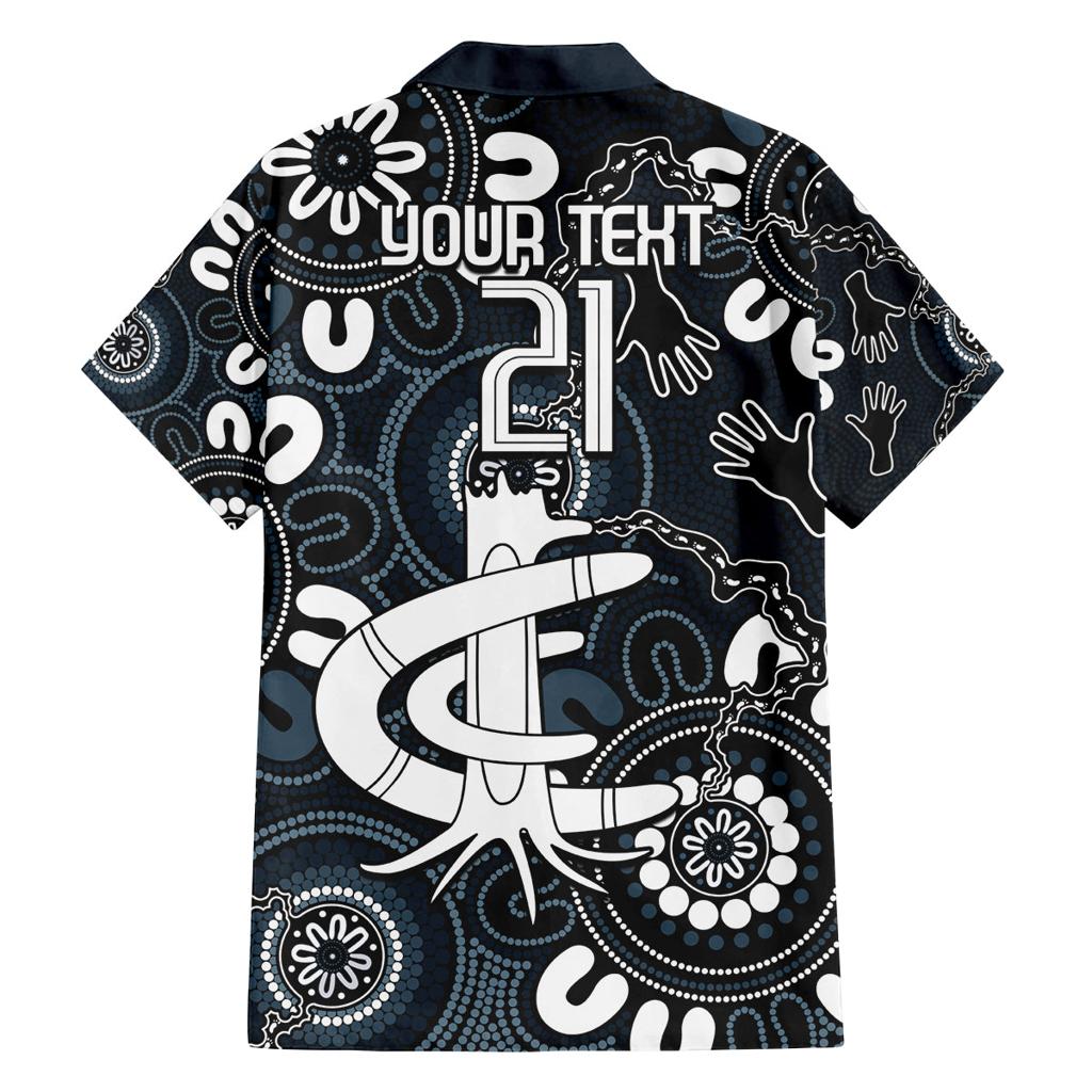 Custom Carlton Blues NAIDOC Week 2024 Family Matching Puletasi and Hawaiian Shirt Fire Burning Aboriginal Dots Art