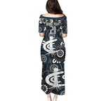 Custom Carlton Blues NAIDOC Week 2024 Family Matching Puletasi and Hawaiian Shirt Fire Burning Aboriginal Dots Art