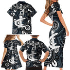 Custom Carlton Blues NAIDOC Week 2024 Family Matching Short Sleeve Bodycon Dress and Hawaiian Shirt Fire Burning Aboriginal Dots Art