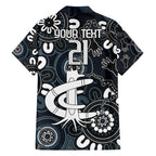 Custom Carlton Blues NAIDOC Week 2024 Family Matching Short Sleeve Bodycon Dress and Hawaiian Shirt Fire Burning Aboriginal Dots Art