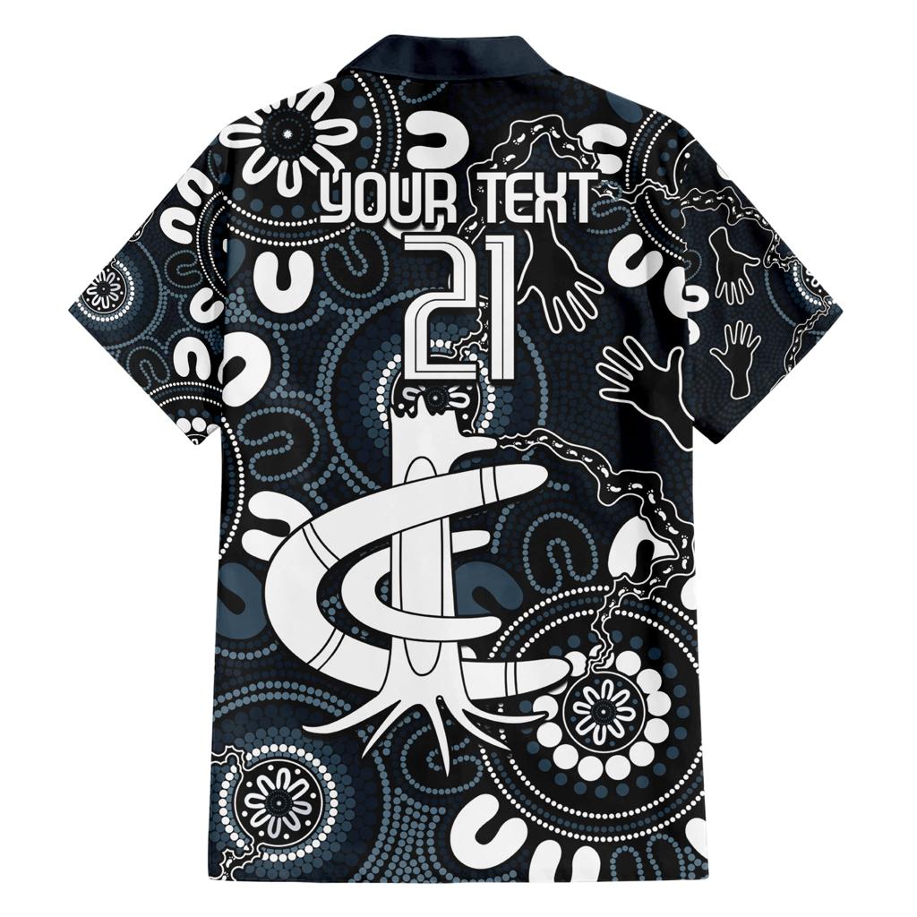 Custom Carlton Blues NAIDOC Week 2024 Family Matching Short Sleeve Bodycon Dress and Hawaiian Shirt Fire Burning Aboriginal Dots Art