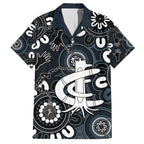 Custom Carlton Blues NAIDOC Week 2024 Family Matching Summer Maxi Dress and Hawaiian Shirt Fire Burning Aboriginal Dots Art