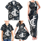 Custom Carlton Blues NAIDOC Week 2024 Family Matching Tank Maxi Dress and Hawaiian Shirt Fire Burning Aboriginal Dots Art