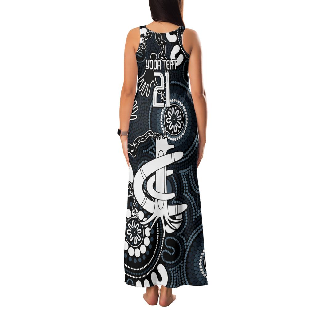 Custom Carlton Blues NAIDOC Week 2024 Family Matching Tank Maxi Dress and Hawaiian Shirt Fire Burning Aboriginal Dots Art