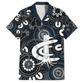 Custom Carlton Blues NAIDOC Week 2024 Hawaiian Shirt Fire Burning Aboriginal Dots Art