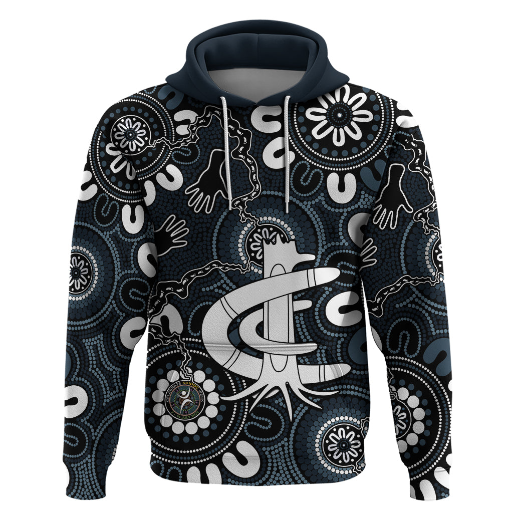 Custom Carlton Blues NAIDOC Week 2024 Hoodie Fire Burning Aboriginal Dots Art