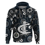 Custom Carlton Blues NAIDOC Week 2024 Hoodie Fire Burning Aboriginal Dots Art