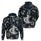 Custom Carlton Blues NAIDOC Week 2024 Hoodie Fire Burning Aboriginal Dots Art