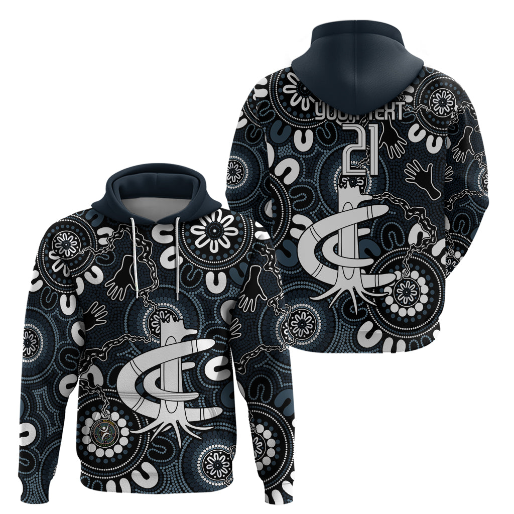 Custom Carlton Blues NAIDOC Week 2024 Hoodie Fire Burning Aboriginal Dots Art