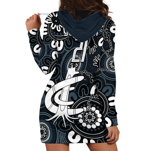 Custom Carlton Blues NAIDOC Week 2024 Hoodie Dress Fire Burning Aboriginal Dots Art