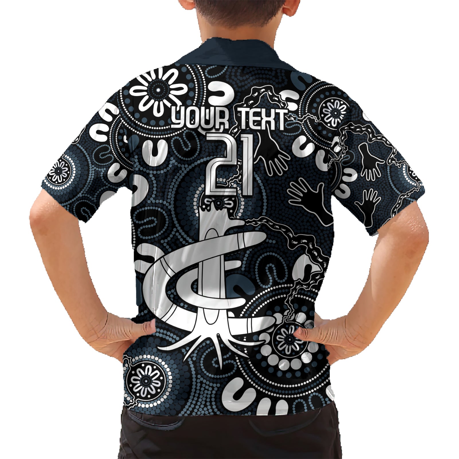 Custom Carlton Blues NAIDOC Week 2024 Kid Hawaiian Shirt Fire Burning Aboriginal Dots Art