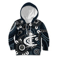 Custom Carlton Blues NAIDOC Week 2024 Kid Hoodie Fire Burning Aboriginal Dots Art