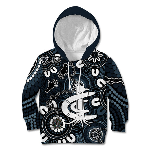 Custom Carlton Blues NAIDOC Week 2024 Kid Hoodie Fire Burning Aboriginal Dots Art