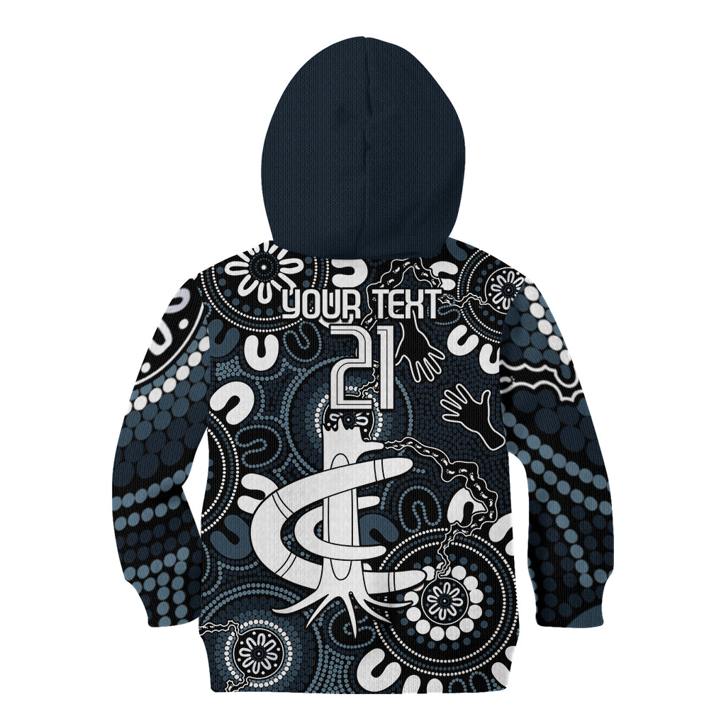 Custom Carlton Blues NAIDOC Week 2024 Kid Hoodie Fire Burning Aboriginal Dots Art