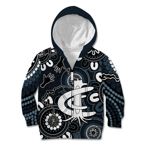 Custom Carlton Blues NAIDOC Week 2024 Kid Hoodie Fire Burning Aboriginal Dots Art
