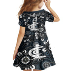 Custom Carlton Blues NAIDOC Week 2024 Kid Short Sleeve Dress Fire Burning Aboriginal Dots Art