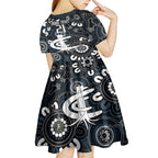 Custom Carlton Blues NAIDOC Week 2024 Kid Short Sleeve Dress Fire Burning Aboriginal Dots Art