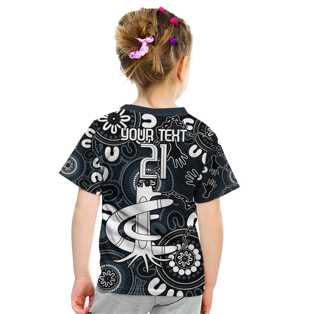Custom Carlton Blues NAIDOC Week 2024 Kid T Shirt Fire Burning Aboriginal Dots Art