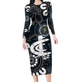 Custom Carlton Blues NAIDOC Week 2024 Long Sleeve Bodycon Dress Fire Burning Aboriginal Dots Art