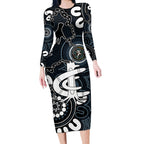 Custom Carlton Blues NAIDOC Week 2024 Long Sleeve Bodycon Dress Fire Burning Aboriginal Dots Art