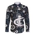 Custom Carlton Blues NAIDOC Week 2024 Long Sleeve Button Shirt Fire Burning Aboriginal Dots Art