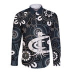Custom Carlton Blues NAIDOC Week 2024 Long Sleeve Button Shirt Fire Burning Aboriginal Dots Art