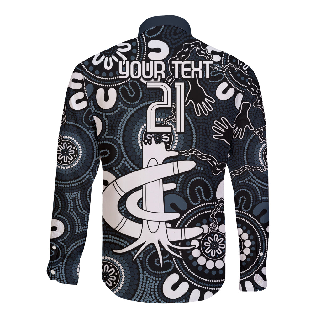 Custom Carlton Blues NAIDOC Week 2024 Long Sleeve Button Shirt Fire Burning Aboriginal Dots Art