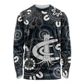 Custom Carlton Blues NAIDOC Week 2024 Long Sleeve Shirt Fire Burning Aboriginal Dots Art