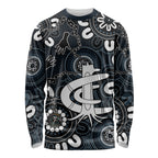 Custom Carlton Blues NAIDOC Week 2024 Long Sleeve Shirt Fire Burning Aboriginal Dots Art
