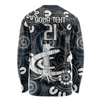 Custom Carlton Blues NAIDOC Week 2024 Long Sleeve Shirt Fire Burning Aboriginal Dots Art