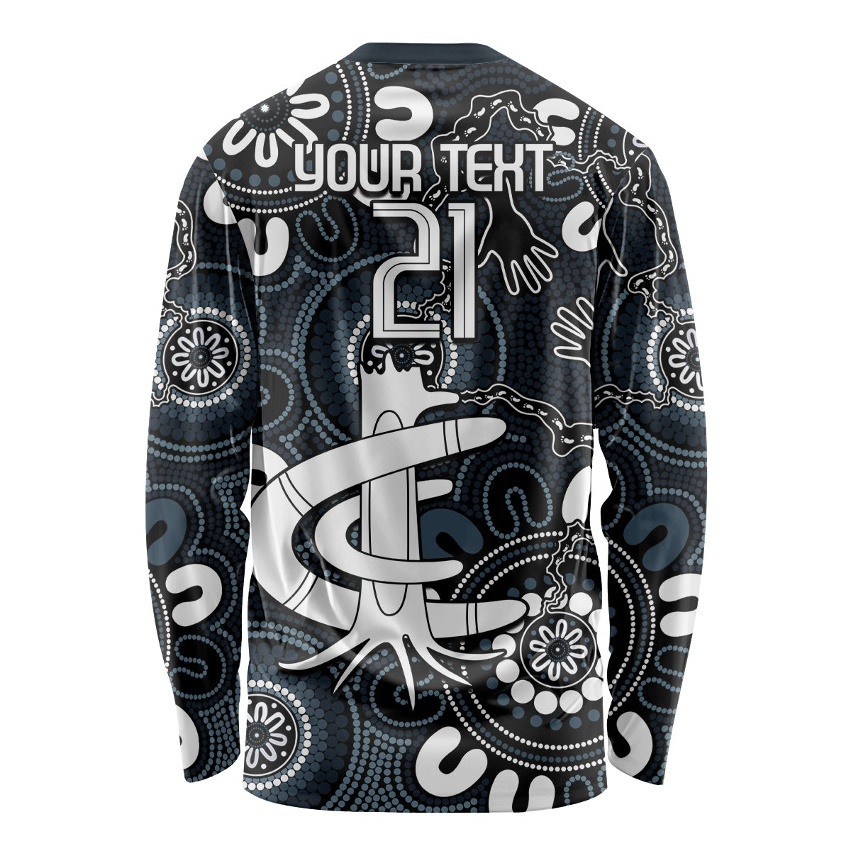 Custom Carlton Blues NAIDOC Week 2024 Long Sleeve Shirt Fire Burning Aboriginal Dots Art