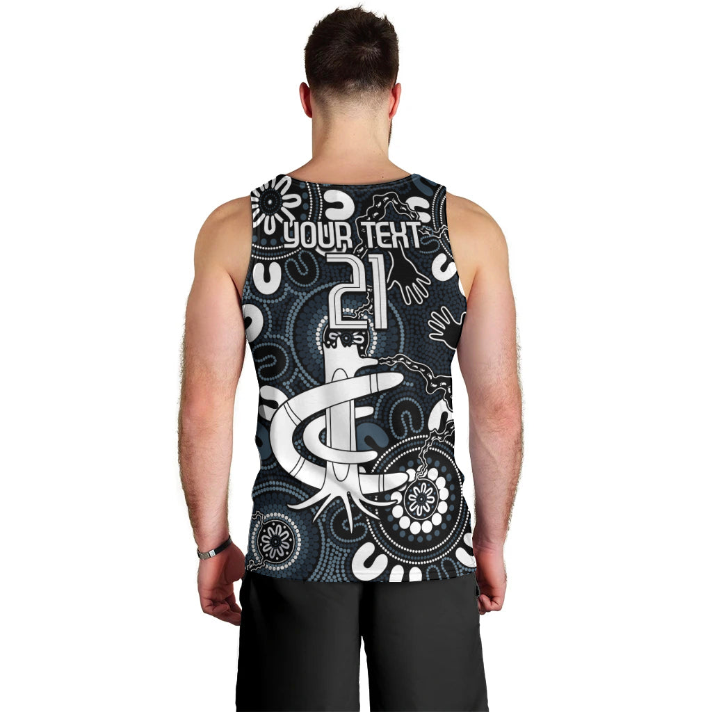 Custom Carlton Blues NAIDOC Week 2024 Men Tank Top Fire Burning Aboriginal Dots Art
