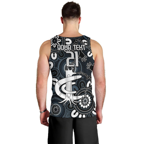Custom Carlton Blues NAIDOC Week 2024 Men Tank Top Fire Burning Aboriginal Dots Art