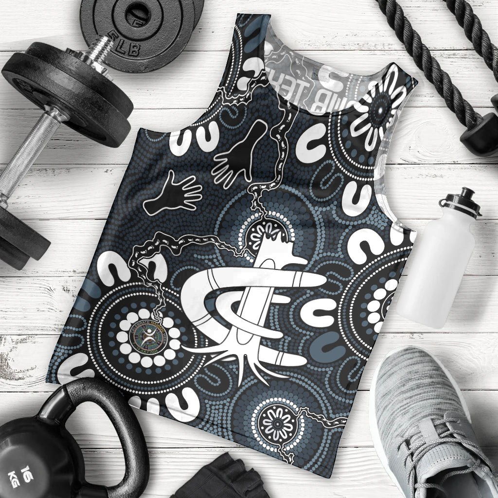 Custom Carlton Blues NAIDOC Week 2024 Men Tank Top Fire Burning Aboriginal Dots Art
