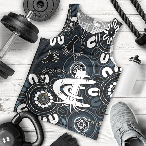 Custom Carlton Blues NAIDOC Week 2024 Men Tank Top Fire Burning Aboriginal Dots Art