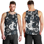Custom Carlton Blues NAIDOC Week 2024 Men Tank Top Fire Burning Aboriginal Dots Art