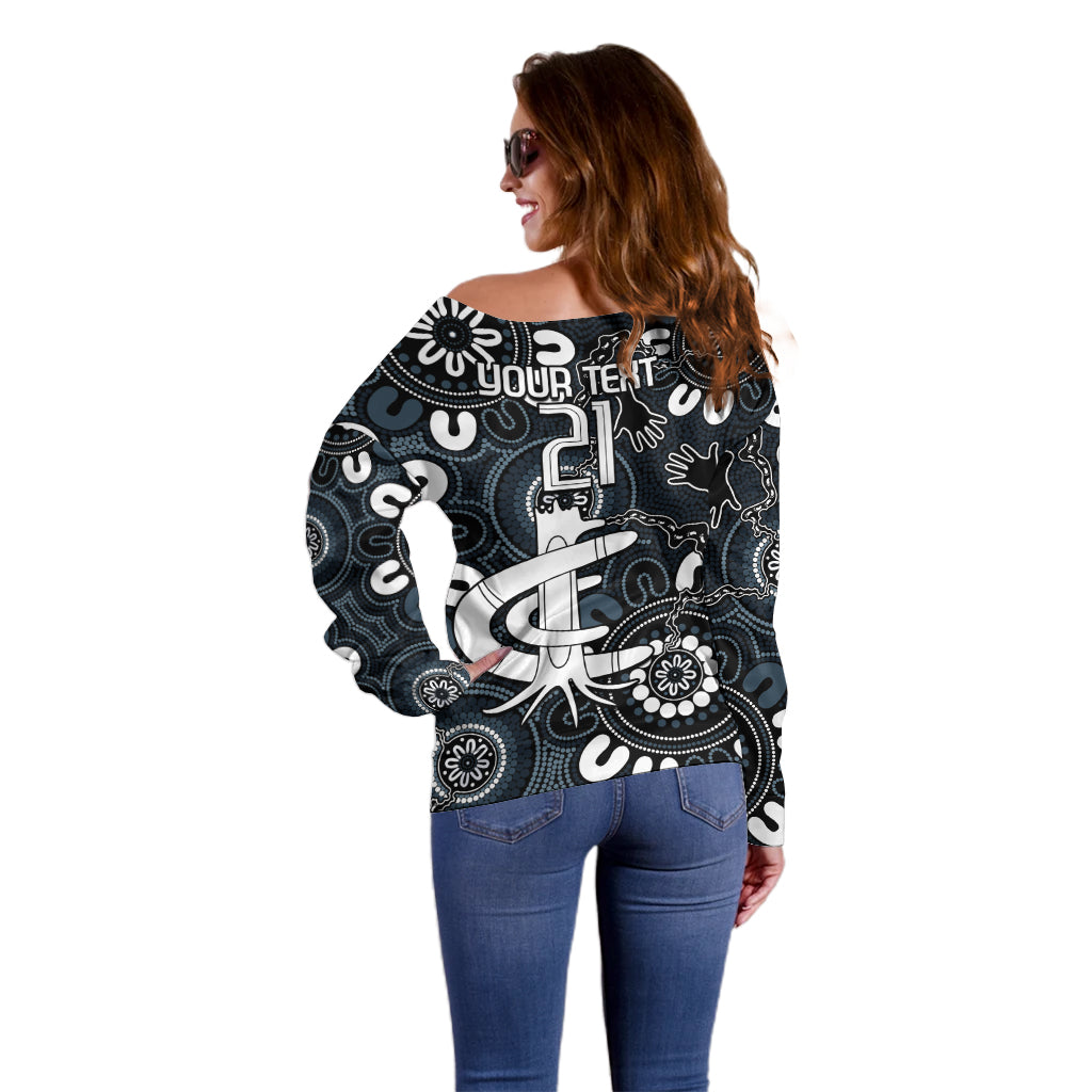 Custom Carlton Blues NAIDOC Week 2024 Off Shoulder Sweater Fire Burning Aboriginal Dots Art