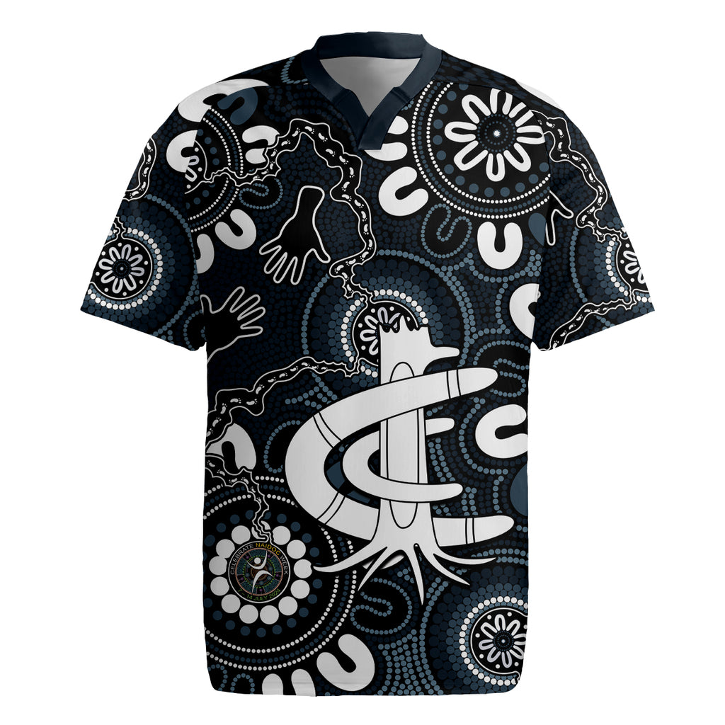 Custom Carlton Blues NAIDOC Week 2024 Rugby Jersey Fire Burning Aboriginal Dots Art