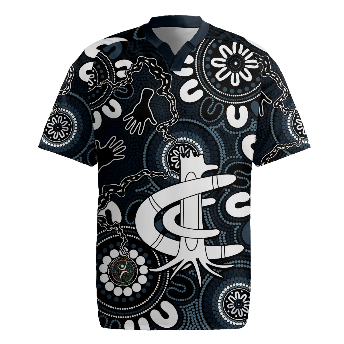 Custom Carlton Blues NAIDOC Week 2024 Rugby Jersey Fire Burning Aboriginal Dots Art