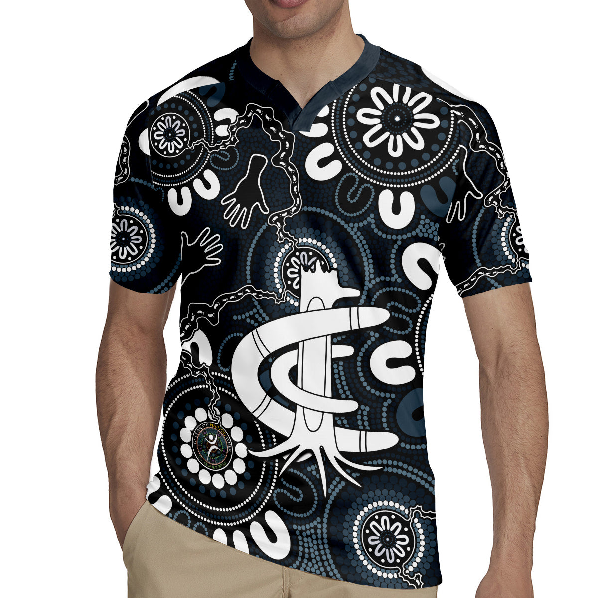 Custom Carlton Blues NAIDOC Week 2024 Rugby Jersey Fire Burning Aboriginal Dots Art