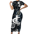 Custom Carlton Blues NAIDOC Week 2024 Short Sleeve Bodycon Dress Fire Burning Aboriginal Dots Art