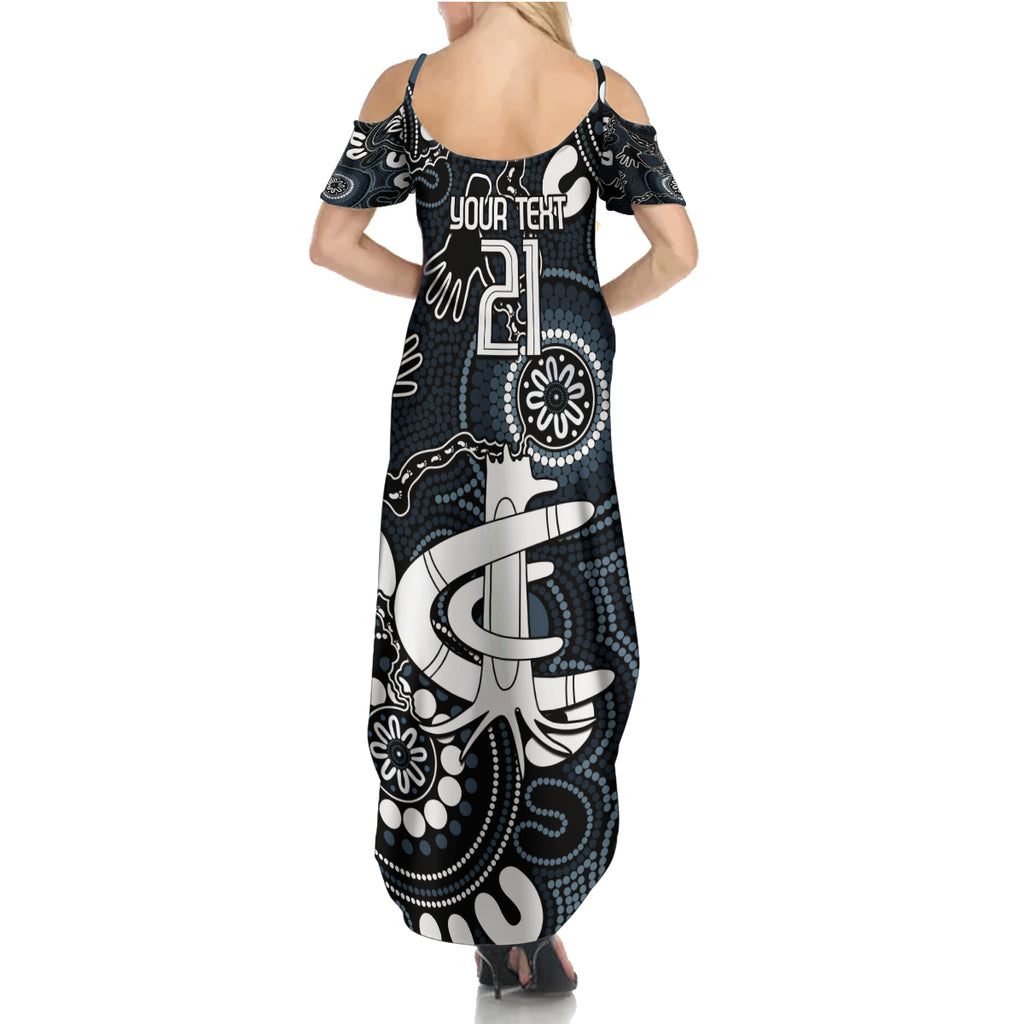 Custom Carlton Blues NAIDOC Week 2024 Summer Maxi Dress Fire Burning Aboriginal Dots Art