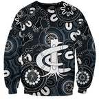 Custom Carlton Blues NAIDOC Week 2024 Sweatshirt Fire Burning Aboriginal Dots Art