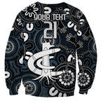 Custom Carlton Blues NAIDOC Week 2024 Sweatshirt Fire Burning Aboriginal Dots Art