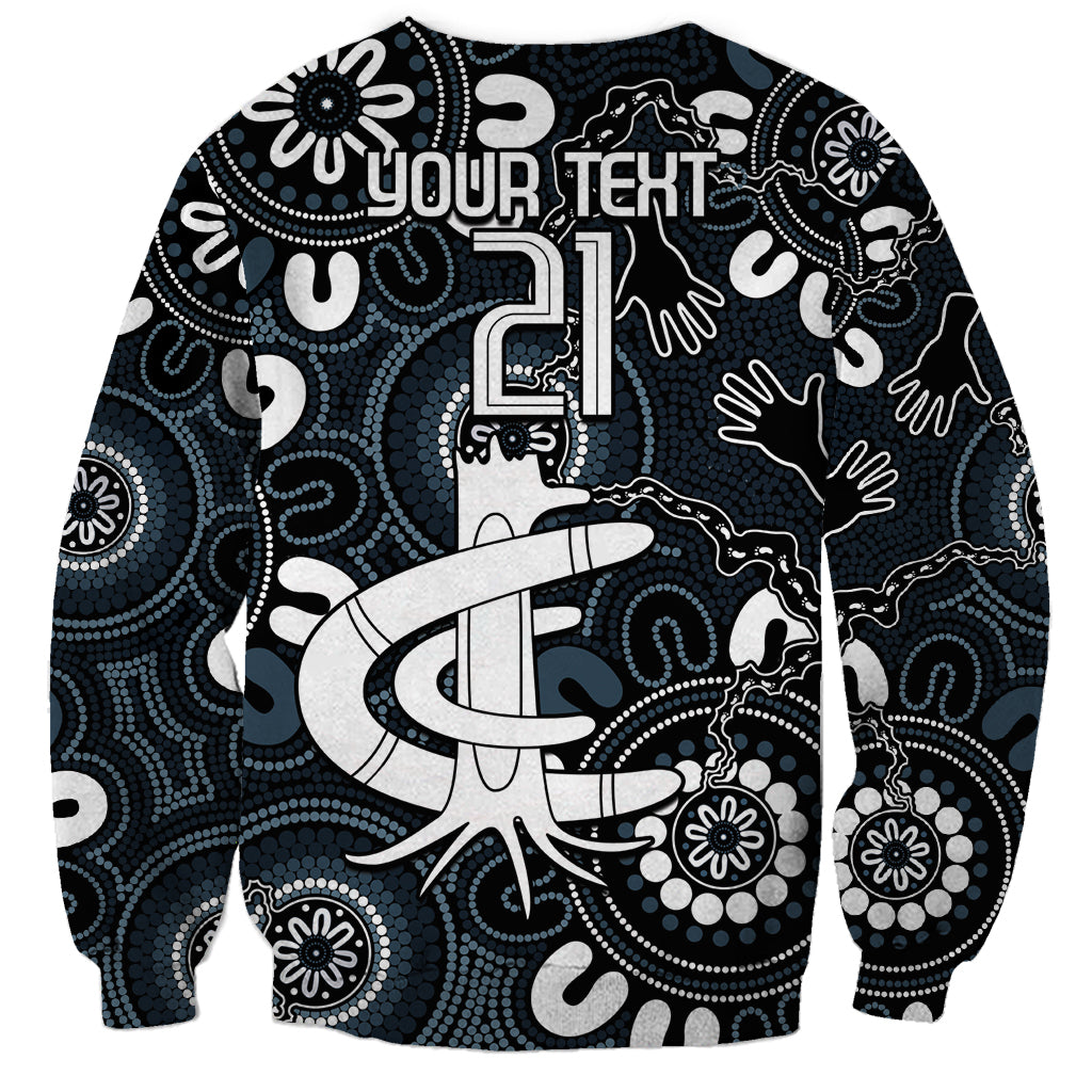 Custom Carlton Blues NAIDOC Week 2024 Sweatshirt Fire Burning Aboriginal Dots Art
