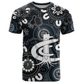 Custom Carlton Blues NAIDOC Week 2024 T Shirt Fire Burning Aboriginal Dots Art