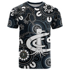 Custom Carlton Blues NAIDOC Week 2024 T Shirt Fire Burning Aboriginal Dots Art