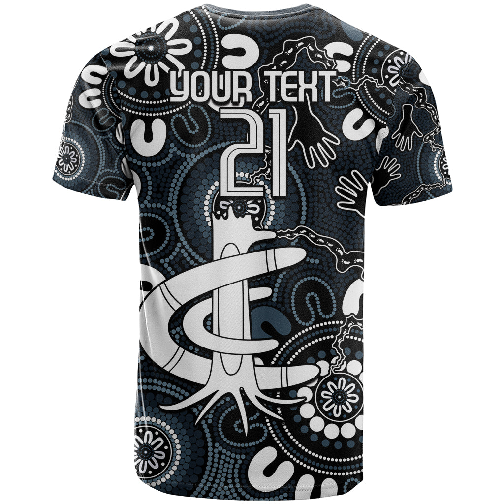 Custom Carlton Blues NAIDOC Week 2024 T Shirt Fire Burning Aboriginal Dots Art